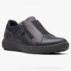 Clarks Womens Caroline Cove Slip Ons Leather Size 6.5 Wide Comfort Collection